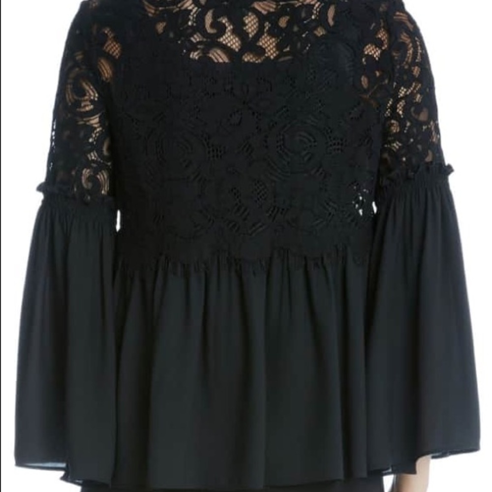 Cream Ruffle Hem Lace Top - Picture 5 of 5